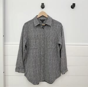 Women’s Athleta Textured Shirt Jacket Braiden Black White Size Small S